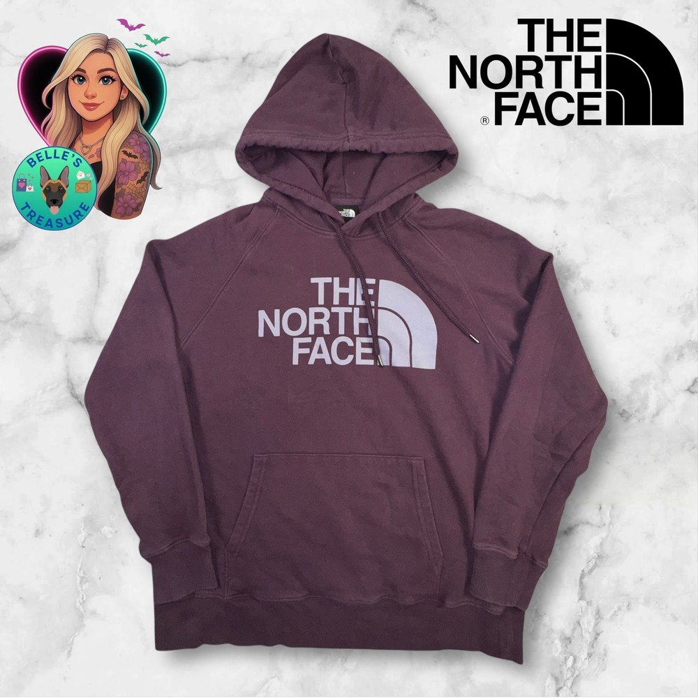 The North Face Hoodie Womens Medium Logo Pullover Purple Fleece Pullover Jacket